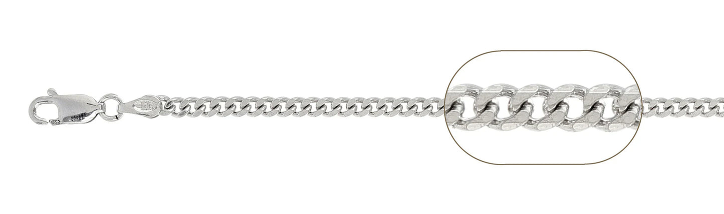 925 Sterling Silver Curb Chain 080 / 3mm, 16 inches - 30 inches