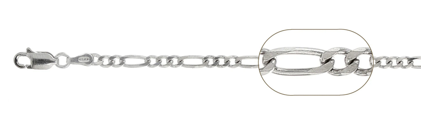 925 Sterling Silver Figaro Chain 100 / 3.8mm, 16 inches - 30 inches