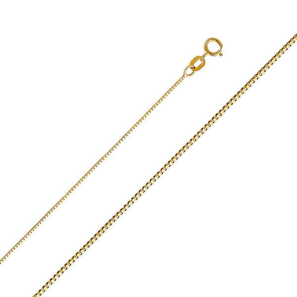 10kt Gold Solid Box Chain 0.7mm, 16 inches - 20 inches