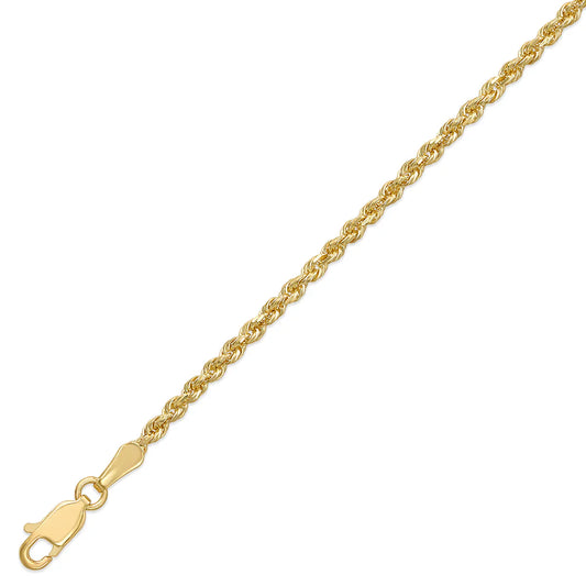 10kt Gold Solid Rope Chain 2.5mm, 18 inches - 24 inches