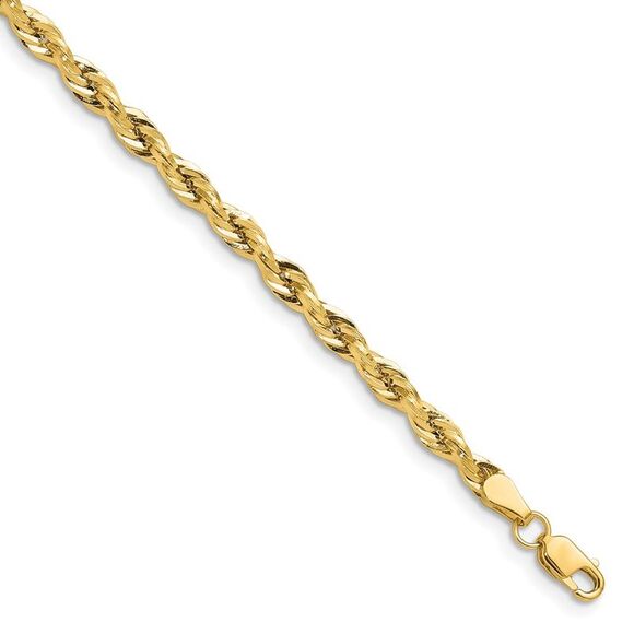 10kt Gold Hollow Rope Chain 4mm, 18 inches - 26 inches