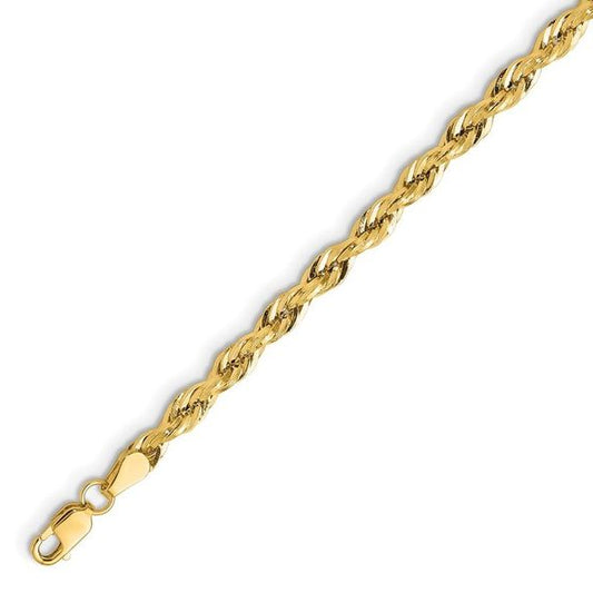 10kt Gold Hollow Rope Chain 4mm, 18 inches - 26 inches
