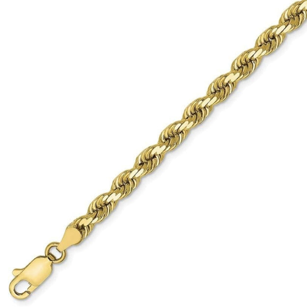 10kt Gold Hollow Rope Chain 5mm, 20 inches - 26 inches
