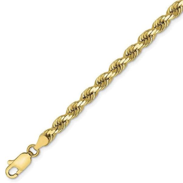 10kt Gold Hollow Rope Chain 5mm, 20 inches - 26 inches