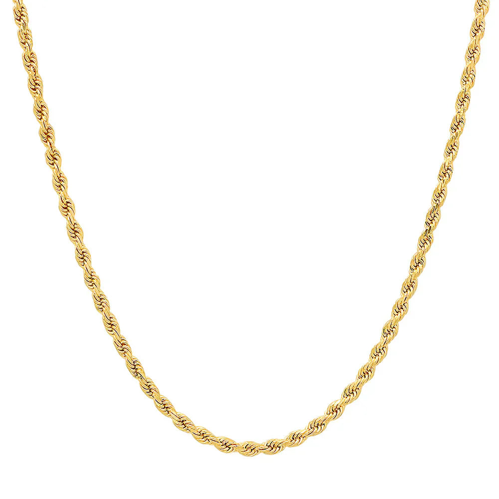 Stainless Steel Gold-Plated 3mm Rope Chain - Bulk Pack of 12