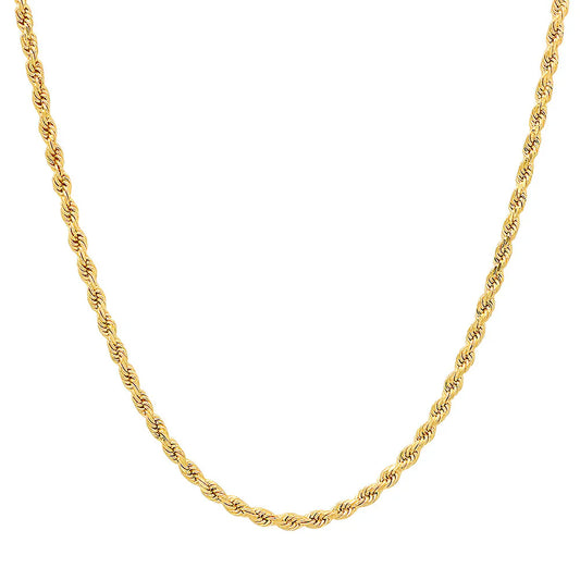 Stainless Steel Gold-Plated 3mm Rope Chain - Bulk Pack of 12