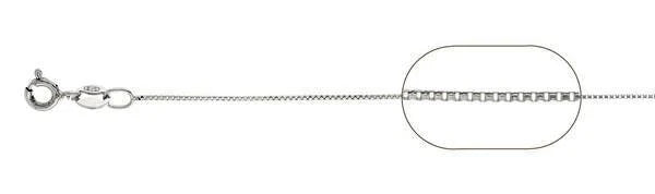 015 Rhodium Sterling Silver Box Chain, 16 inches - 22 inches