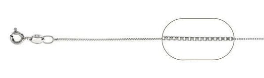 015 Rhodium Sterling Silver Box Chain, 16 inches - 22 inches