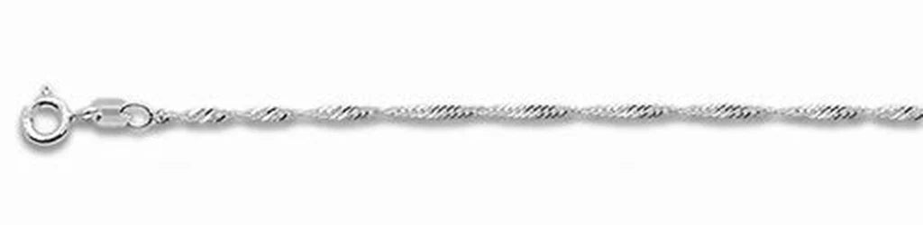 025 Rhodium Sterling Silver Singapore Chain, 16 inches - 20 inches