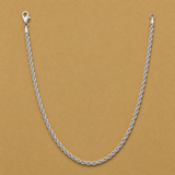 Rope 070 solid 925 sterling silver chain in the BCF open-U catalog composition with both clasp and ring terminals fully visible