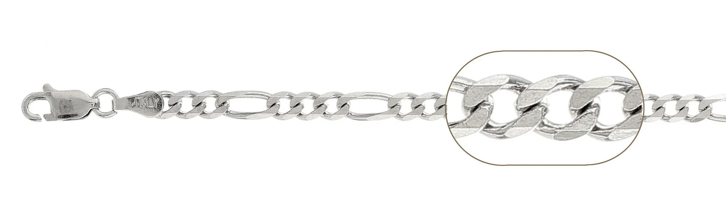 925 Sterling Silver Figaro Chain 120 / 4.5mm, 16 inches - 30 inches