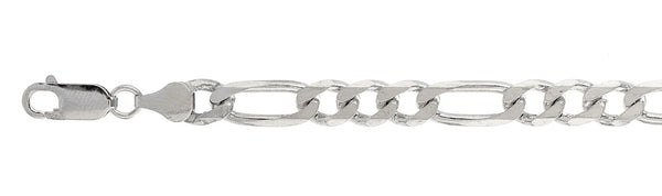 925 Sterling Silver Figaro Chain 220 / 8mm, 16 inches - 30 inches