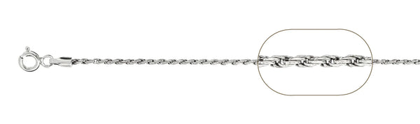 925 Sterling Silver Rope Chain 030 / 1.4mm, 16 inches - 30 inches