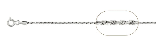 925 Sterling Silver Rope Chain 025 / 1mm, 16 inches - 20 inches