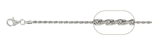 925 Sterling Silver Rope Chain 050 / 2.5mm, 16 inches - 30 inches