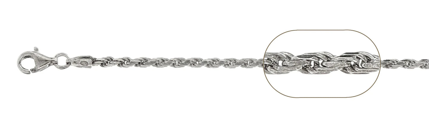 925 Sterling Silver Rope Chain 060 / 2.8mm, 16 inches - 30 inches