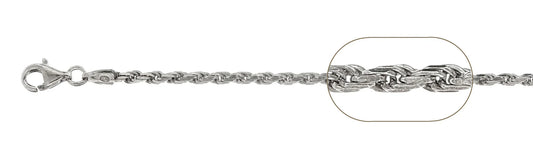 925 Sterling Silver Rope Chain 060 / 2.8mm, 16 inches - 30 inches