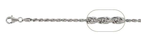 925 Sterling Silver Rope Chain 060 / 2.8mm, 16 inches - 30 inches