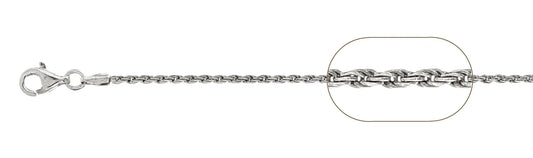 925 Sterling Silver Rope Chain 040 / 2mm, 16 inches - 30 inches