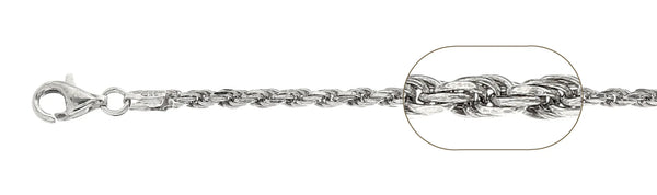 925 Sterling Silver Rope Chain 080 / 3.7mm, 16 inches - 30 inches