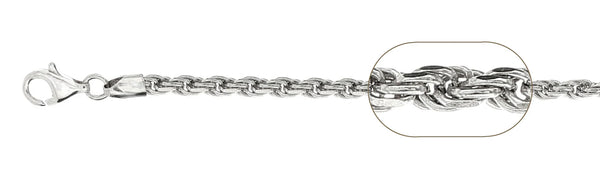 925 Sterling Silver Rope Chain 100 / 5mm, 16 inches - 30 inches